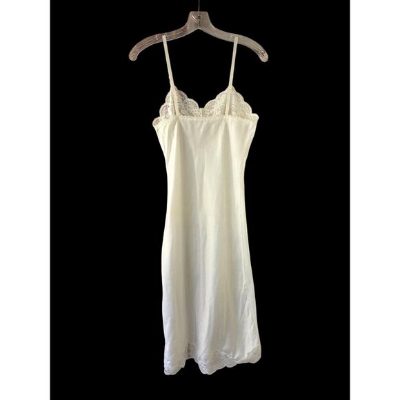 Wonder Maid 60s Full Slip Ss 34 White Lace Non-Cling Nylon Blend USA Union Made - Picture 3 of 8